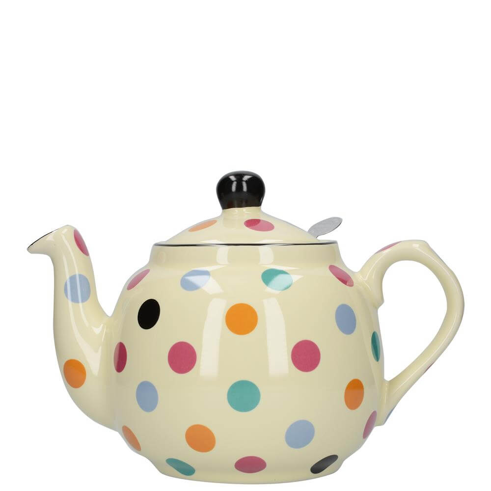 London Pottery Farmhouse 4 Cup Multi Spot Teapot Jarrolds, Norwich